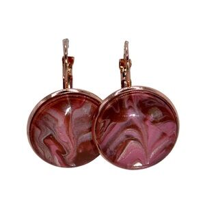 Handmade Acyclic Paint Pink Swirl Earrings